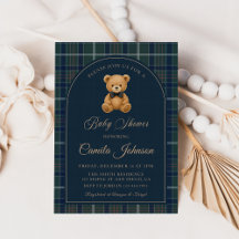 Chá de Bebê de Luxo Urso de Pelúcia Xadrez Vintage