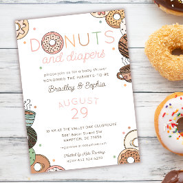 Convites Chá de Bebê de Menina Donuts e Fraldas