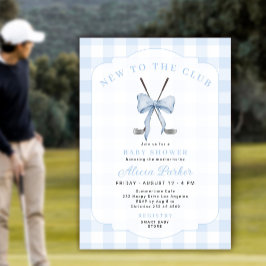 Convites Chá de bebê de menino azul xadrez golfe novato no