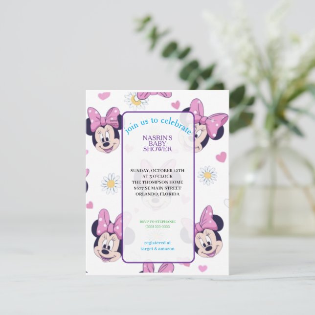 Convites Chá de Bebê de Mickey Mouse com Bolinhas (Em pé/Frente)