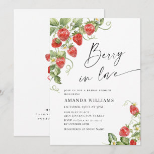 Convites Chá de Bebê de Morango em Aquarela Tendência Prado