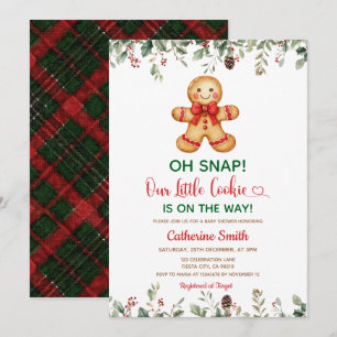 Convites Chá de Bebê de Natal Clássico Plaid Gingerbread