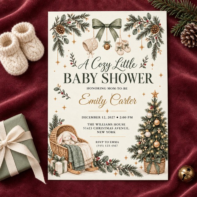 Convites Chá de Bebê de Natal com Arco Salvia (Criador carregado)