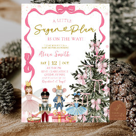 Convites Chá de Bebê de Natal com Noz Nutcracker Rosa