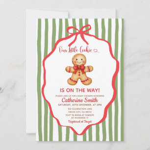 Convites Chá de Bebê de Natal Cute Preppy de Pão de Mel
