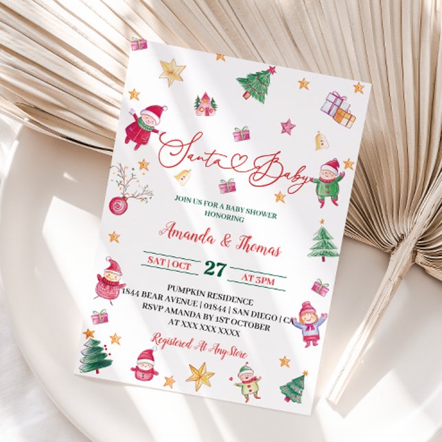 Convites Chá de Bebê de Natal de Inverno Santa Baby (Criador carregado)