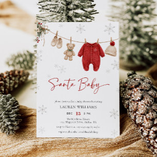 Convites Chá de Bebê de Natal de Santa Baby Inverno