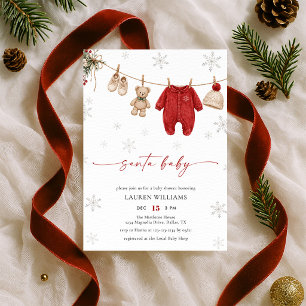 Convites Chá de Bebê de Natal de Santa Baby Inverno