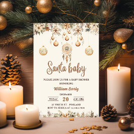 Convites Chá de Bebê de Natal Floral Natal Bebê