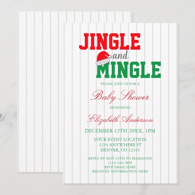 Convites Chá de Bebê de Natal Jingle e Mingle (Frente/Verso)