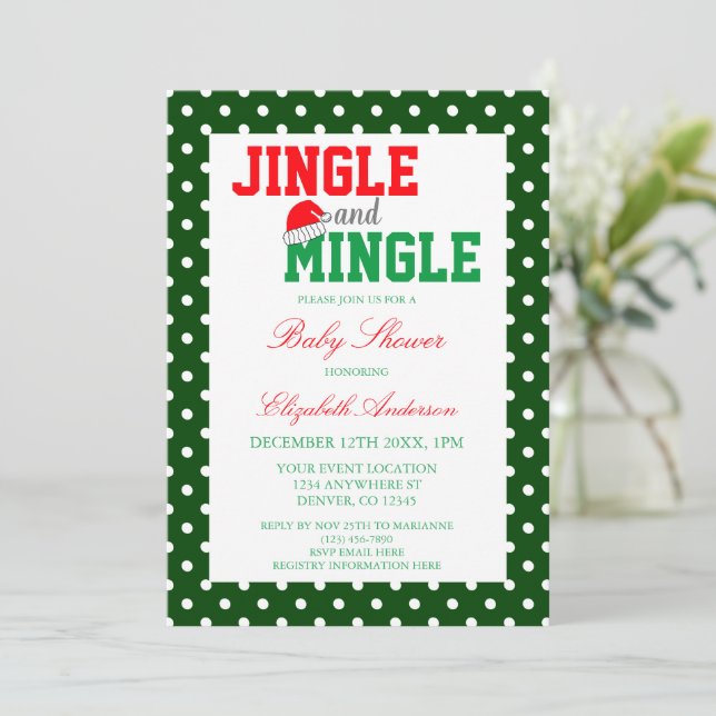 Convites Chá de Bebê de Natal Jingle e Mingle (Em pé/Frente)