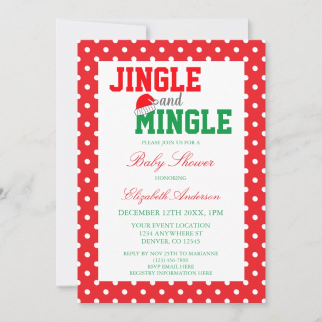 Convites Chá de Bebê de Natal Jingle e Mingle (Frente)