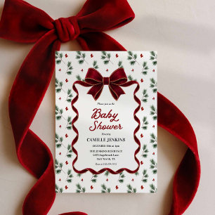 Convites Chá de Bebê de Natal Tudo em Um Arco Vermelho