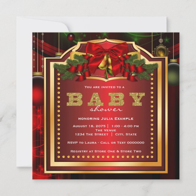 Convites Chá de Bebê de Natal Vermelho (Frente)