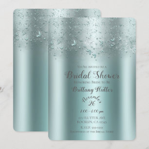 Convites Chá de Bebê de Noiva Borboleta Flutter Aqua Teal P