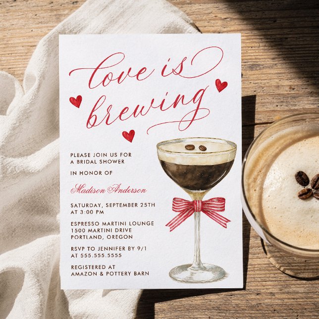 Convites Chá de Bebê de Noiva com Espresso Martini Love Is  (Criador carregado)