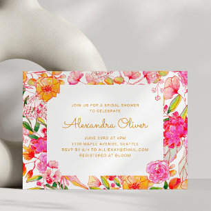 Convites Chá de Bebê de Noiva com Flores Silvestres de Aqua
