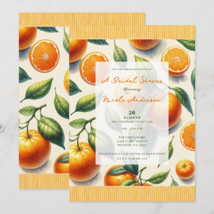 Convites Chá de Bebê de Noiva com Folhas de Laranja em Aqua