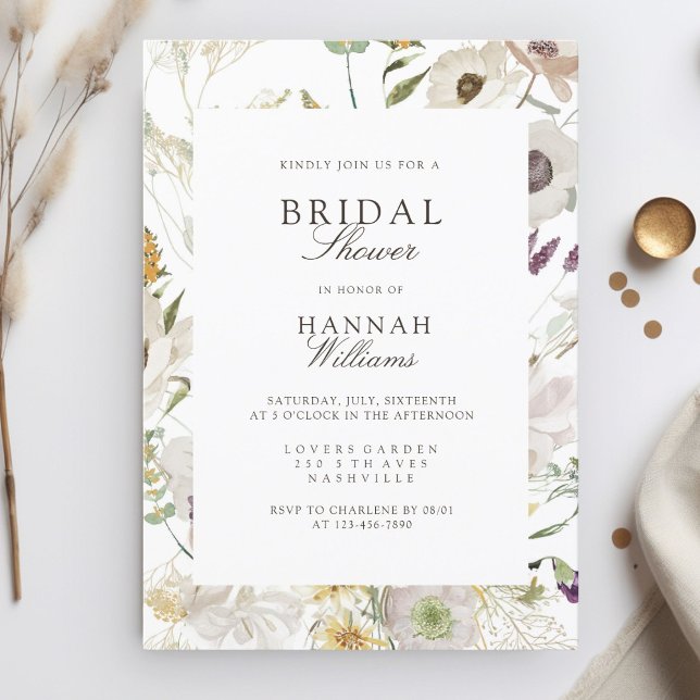 Convites Chá de Bebê de Noiva da Primavera Moderna (Modern, floral, boho, spring bridal shower invitation. Print+Download)