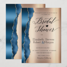 Chá de Bebê de Noiva Elegante Azul com Letra Brilh