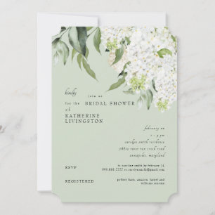 Convites Chá de Bebê de Noiva Elegante Hydrangea Branca e S
