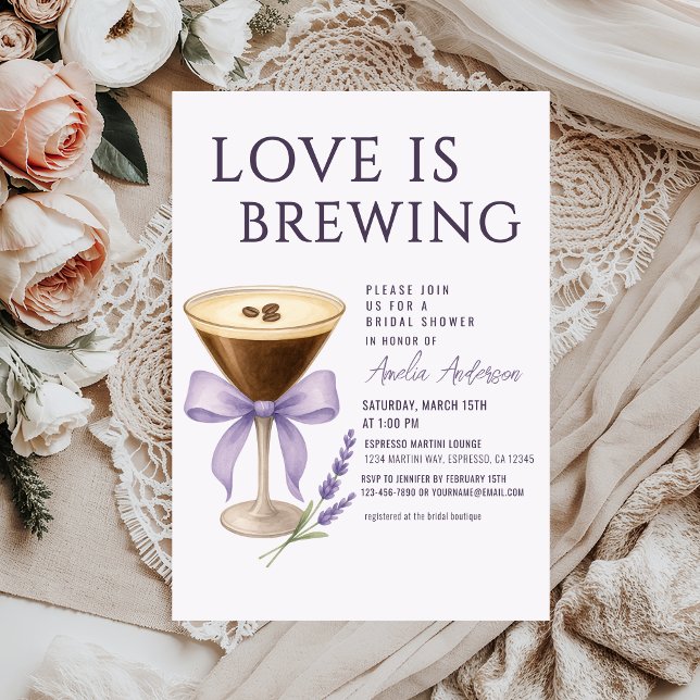 Convites Chá de Bebê de Noiva Espresso Martini (Criador carregado)