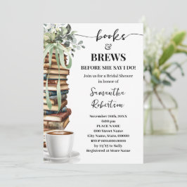 Convites Chá de Bebê de Noiva Eucalyptus Livros & Café