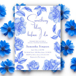 Convites Chá de Bebê de Noiva Floral Aquarela Azul