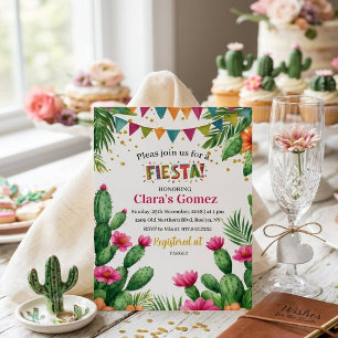 Convites Chá de Bebê de Noiva Floral Colorido de Cacto Fies