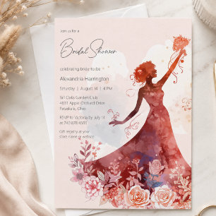 Convites Chá de Bebê de Noiva Floral Elegante Silhueta Nupc