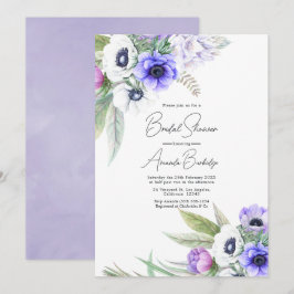 Convites Chá de Bebê de Noiva Floral Violeta Pastel e Ameix