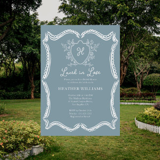 Convites Chá de Bebê de Noiva Laced In Love Crest Regency A