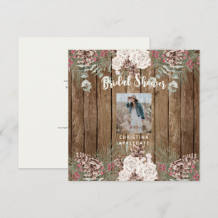 Convites Chá de Bebê de Noiva Rústico de Inverno Foto Quadr
