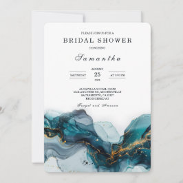 Convites Chá de Bebê de Noiva Sofisticado em Mármore Verde 