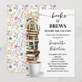Convites Chá de Bebê de Noiva Wild Flowers Books & Brews Co