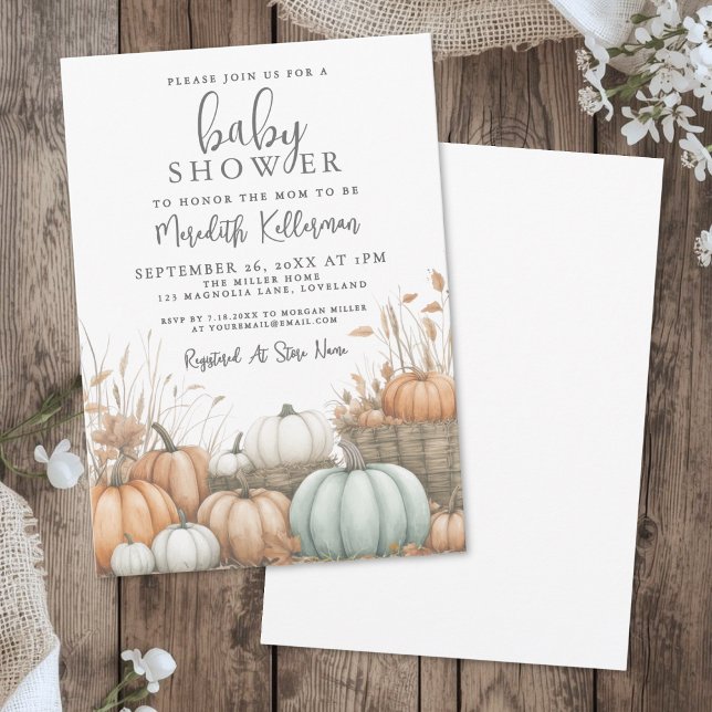 Convites Chá de Bebê de Outono da Abóbora (Pumpkin Fall Baby Shower Invitation )