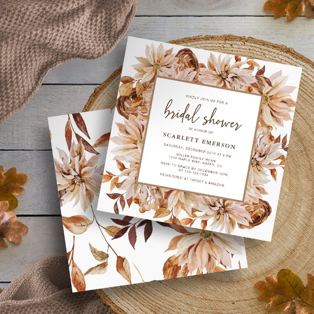 Convites Chá de Bebê de Outono Elegante (Elegant Fall Bridal Shower Invitation
)