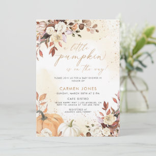 Convites Chá de Bebê de Outono Pequena Abóbora Neutro em Gê