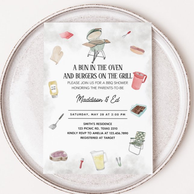 Convites Chá de Bebê de Pãozinho e Hambúrguer (Bund and Burgers Baby Shower Invitation)