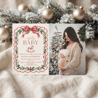 Convites Chá de Bebê de Papai Noel Foto de Natal