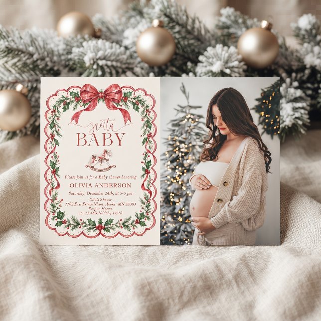 Convites Chá de Bebê de Papai Noel Foto de Natal (Criador carregado)