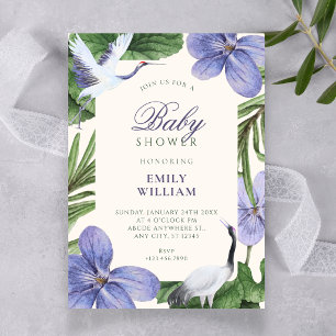 Convites Chá de bebê de pássaro decorativo floral