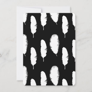 Convites Chá de Bebê de Penas Pretas e Brancas