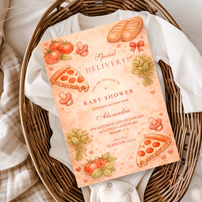 Convites Chá de Bebê de Pizza Doce (Criador carregado)