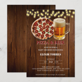 Convites Chá de Bebê de Pizza Rústica & Cerveja