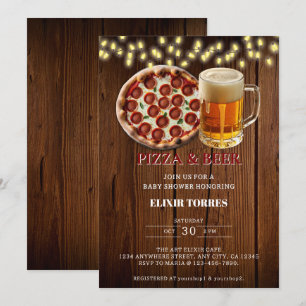 Convites Chá de Bebê de Pizza Rústica & Cerveja
