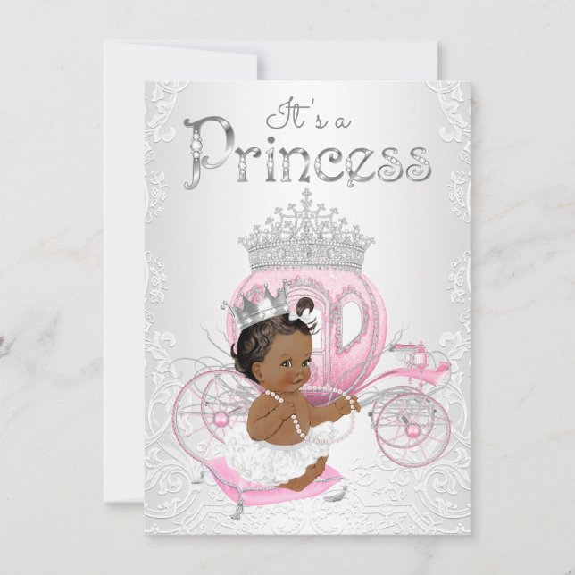 Convites Chá de Bebê de Princesa Afro-Americana (Frente)