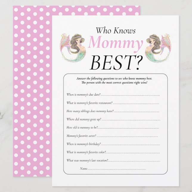 Convites Chá de bebê de sereia debaixo do mar (Frente/Verso)