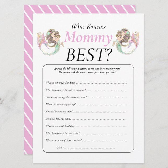 Convites Chá de bebê de sereia sob o mar (Frente/Verso)