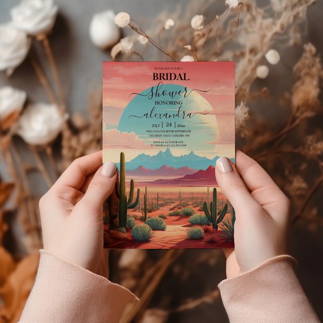 Convites Chá de Bebê de Suculentas de Cacto do Deserto (Criador carregado)